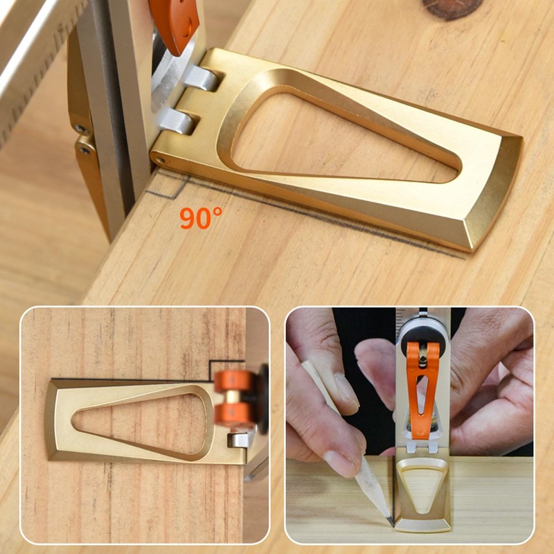 POFET Woodworking Scriber Ruler, Movable Angle Tee Tape Mult-Angle Scribing