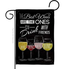 Breeze Decor Wine Best with Friends Garden Flag Beverages Drink Fruits Cheese Sangria White Red Rose Dessert Sparkling Small Decorative Gift Yard House Banner Made in USA 13 X 18.5