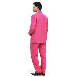 U LOOK UGLY TODAY Men's Party Suit Solid Color Prom Suit for Themed Party Events Clubbing Jacket with Tie Pants Pink-XXL