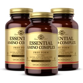 Solgar Essential Amino Complex, 90 Vegetable Capsules (Pack of 3) - Free Form Essential Amino Acids - Non-GMO, Vegan, Gluten Free, Dairy Free, Kosher - 270 Total Servings