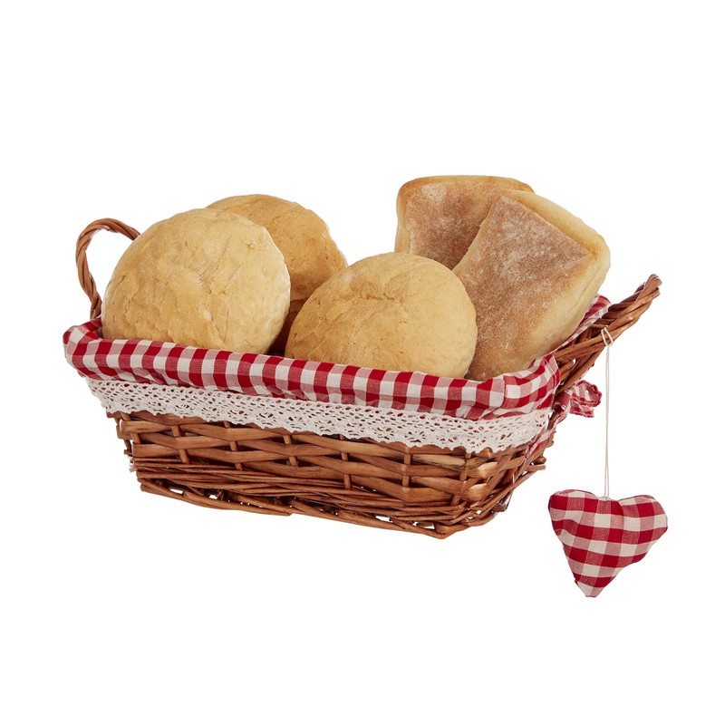 Premier Housewares Rectangle Willow Basket with Gingham Lining - Red