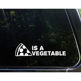 Pizza is A Vegetable - 8-3/4" x 2-1/4" - Vinyl Die Cut Decal/Bumper Sticker for Windows, Cars, Trucks, Laptops, Etc.
