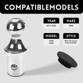 Gooseneck Ball 60601，Puck System Gooseneck Hitch Kit Compatible with 2013-2024 Dodge Ram 2500/3500，2-5/16 Inch Gooseneck Ball for Truck Bed Safety Chain Anchors | 30000 lbs GTW/ 7500 lbs VTW