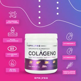 Colágeno Hidrolizado BPN PRO 360g | Con Ácido Hialurónico y Fólico | Sabor Fresa | Salud, Belleza y Articulaciones