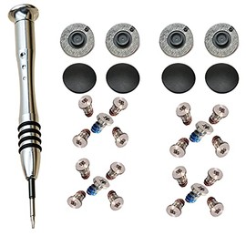 GODSHARK 2 Set (20pcs) Repair Replacement Screws Set +8 Pack Rubber Case Feet+ 1pcs 5-Point Pentalobe Screwdriver Compatible with Unibody MacBook Retina for A1425 A1502 A1398 13" 15" Bottom Case