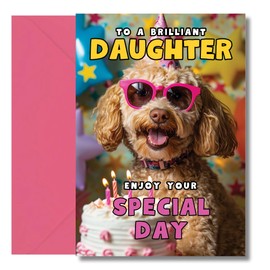 LimaLima Daughter Birthday Card For Kids & Adults Funny Cute Dog Design