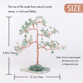 Pretty Jolly 7 Chakra Healing Stones Green Crystals Tree of Life Positive Energy Gemstone Tree Spiritual Meditation Reiki Gifts with Agate Slice Base for Home,Office,Desk Feng Shui Décor