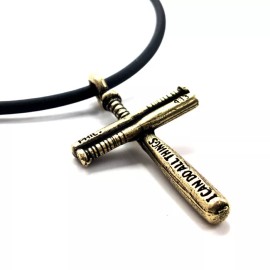 Forgiven Jewelry Baseball Bat Cross Necklace Brass SMALL (CLBB) Phil 4:13 I can do all things