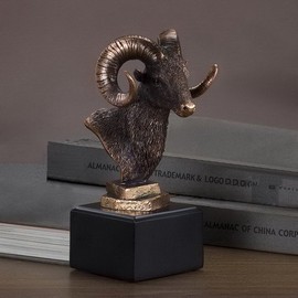 Ram Head Statue - Bronze Finish 4 inches Wide x 8 inches High