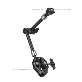 SMALLRIG Magic Arm Crab Claw Clamp, with Anti-Deflection Retractable Pin, 1.5kg Load Capacity for GoPro/for Insta360 / for DJI Action/for DSLR/for Light/for Monitor/for Phone- 5312