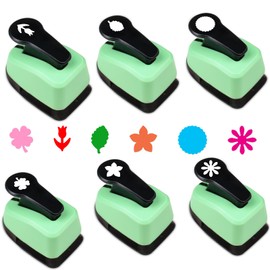 Flower Hole Punch FlowerPunch 6 PCS Paper Punches Set 0.6 inch Scrapbooking Hole Puncher Shape Puncher for Crafts Card DIY Arts - Daisy, Leaf, Shamrock, Scalloped Circle, Flower, Rose