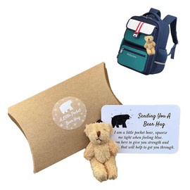 Cute Mini Plush Stuffed Bear Hug With Greeting Card - Pocket Bear for Special Encourage Gifts - Graduation, Birthday, Wedding, Christmas (Light Brown)