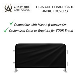 Heavy Duty Red Portable Crowd Control Barricade Jacket Cover for Angry Bull Barricades – 40" x 8' Weather-Resistant Sleeve for Event and Traffic Management