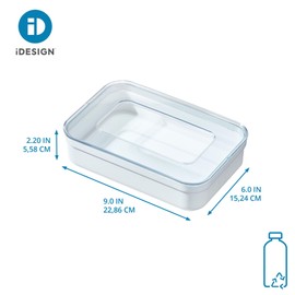 iDesign Recycled Plastic Sandwich Ziplock Bag Holder and Dispenser – 6” L x 9” W x 2.2” H, White/Clear