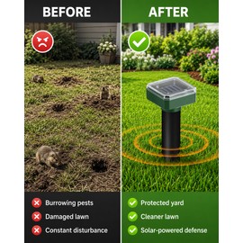 2-Pack Solar Sonic Garden Stakes for Outdoor Use – IP44 Light-Controlled Repellers with Multicolor Lawn Lighting
