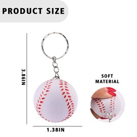 Baseball Stress Ball Keychain for Men Women Baseballs Player Birthday Gift for Grandson Son Stress Relief Gifts for Kids Girls Boys Baseball Team Gifts for Boys Baseballs Decompression Keyring Gift