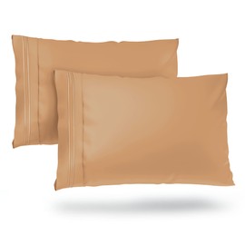 Cosy House Collection Everyday 1500 Series Pillowcases - Bedroom Essentials - Luxury Hotel Quality - Silky Soft & Smooth - Gentle & Skin Friendly - Set of 2 (Standard, Taupe)