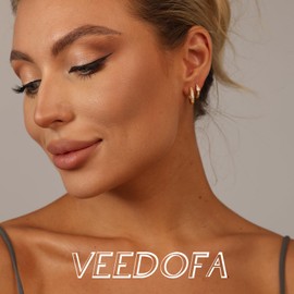 VEEDOFA Small Hoop Earrings Set for Women,14K Gold Hypoallergenic Chunky Gold Hoop Earrings, Lightweight Thick Huggie Earrings Jewelry for Women