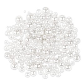 300PCS Pearl Beads for Crafts White Mixed Size 3/4/6/8/10/12/14/20mm Beads with Holes for Jewelry Making Bracelets Necklaces Earings and Vase Filler Small Round Beads Bagged DIY Decoration Kits