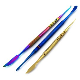 3 Pieces Multi Titanium Color Dental Waxing Instruments Kit Carvers Zahle Beale Lecron Wax Modelling Mixing Spatula Knife Lab