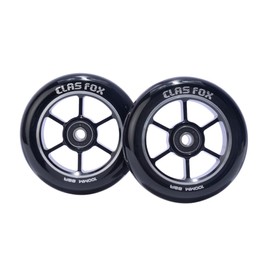 CLAS FOX 100/110mm One Pair Pro Stunt Scooter Wheels with ABEC-9 Bearings CNC Metal Core (2pcs)（Black-Black）