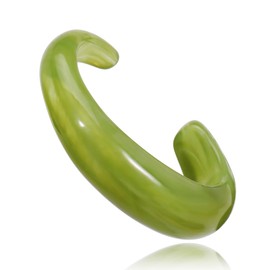 Firstmeet Chunky Bold Open Cuff Acrylic Bangle - Oversized Wrist Statement Bracelet for Edgy Style(FB-3012-Olive)