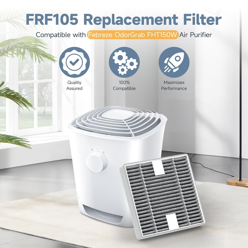 8 Packs FRF105 Replacement Filter T Compatible with Febreze OdorGrab