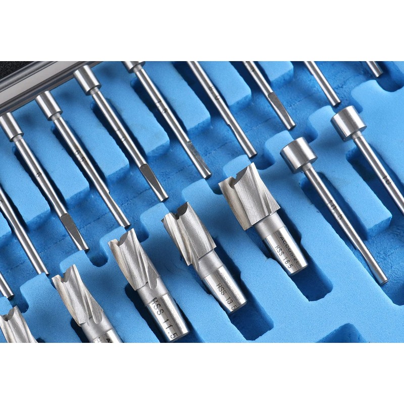 Accusize Industrial Tools 21 Piece Metric H.S.S. Interchangeable Pilot Counterbore