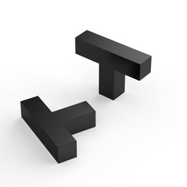 FILTA 10 Pack Black Cabinet Knobs 2 inch(50mm) Matte Black Cabinet Pulls Square T Bar Cabinet Knobs Kitchen Stainless Steel Cabinet Hardware for Cupboard Drawer Knobs