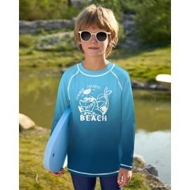 BesserBay Children's UV Shirt Long Sleeves Rash Guard Quick-Drying UV Swimming Shirt for Boys 110-160, Beach blue