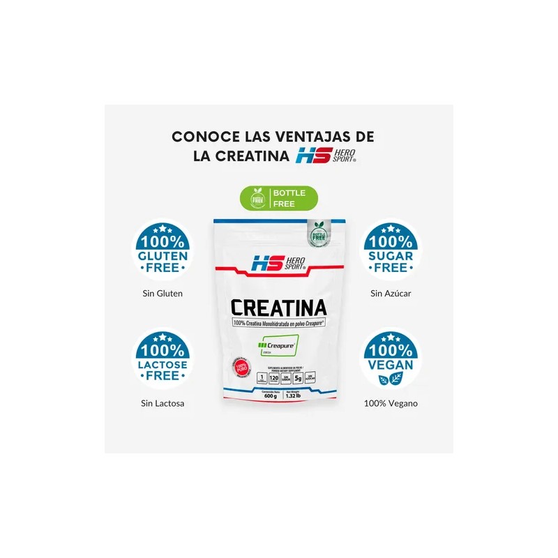 Hero Sport Creatina Monohidratada Creapure 600g 120 Servs