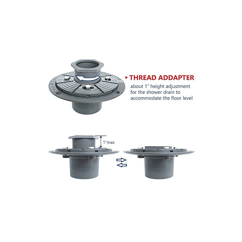 Neodrain 2-Inch PVC Sub Drain, Shower Drain Base, No Hub
