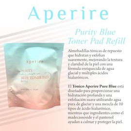 Aperire Tónico Facial Purity Blue Toner Pad Refill Aperire | K-Beauty | 70 Pads | Hidratante, Calmante y Exfoliante | Skin Care Coreano | Con Ácido Hi