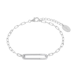 s.Oliver 2034855 Women's Bracelet 925 Sterling Silver with Synthetic Zirconia 17 + 3 cm Silver Comes in Jewellery Gift Box, Sterling Silver, Cubic Zirconia