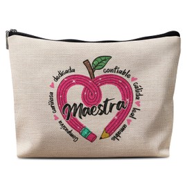 YeiHe Teacher Makeup Bag, Teacher Appreciation Gifts, Spanish Teacher Gifts, Thank You Teacher Gifts, Teacher Gifts Cosmetic Bag Zipper Pouch, Best Teacher Gifts Makeup Pouch for Maestra