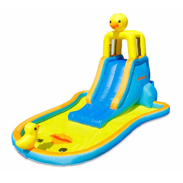 Bounceland Ducky Splash Water Slide with Pool, 16.2 ft L x 10 ft W x 8.6 ft H, UL Strong Blower Included, Splash Pool, Safe Climbing Wall, 7.38 ft Fun Slide, Rubber Ducky Water Spray, Safe Netting