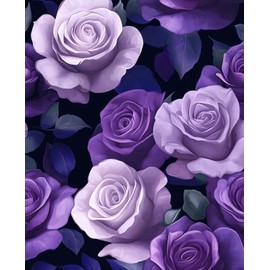 Purple Peel and Stick Wallpaper, Vintage Purple Rose Floral Pattern Wallpapers, Dark Romance Flower Self Adhesive Contact Paper Wall Decor for Bedroom Bathroom Drawer Bookshelf 17.5In x 9.8Ft