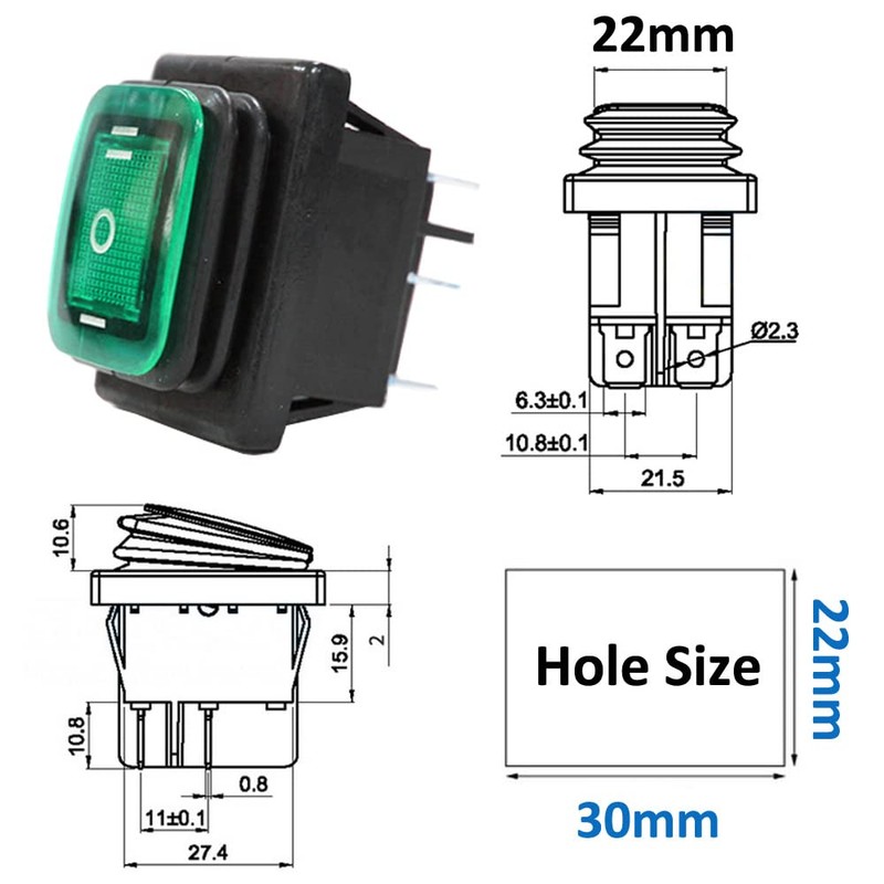ETOPARS Pack of 3 12 V 20 A Rocker Switch