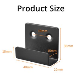 15mm Ceramic Tile Display Hooks Stainless Steel Flat J Hooks Wall Mount Hook Brackets Black Wall Hooks for Home Kitchen Bathroom Garage, Pack of 4