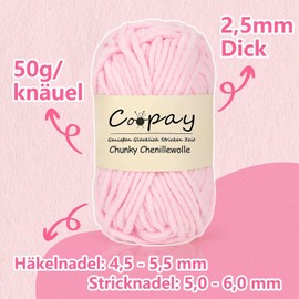 Coopay Wool for Crocheting, 4 x 50 g Chunky Wool for Crocheting, Thick Yarn, Fluffy Thick Wool for Hand Knitting, Lavender Purple