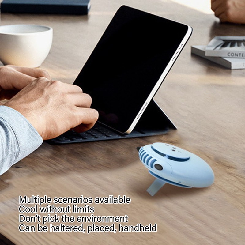 Portable Neck Fan Cute Bear 3 Speeds USB Rechargeable Quiet