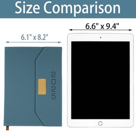 2025 Daily Monthly Planner - Calendar, January - December 2025, 100GSM Thick Paper, Leather Cover, Planner with Hourly Schedule,6.1" x 8.2", Daily Inside Page - Monthly Inside Page, Pen Holder, Bookmarks (Light blue)