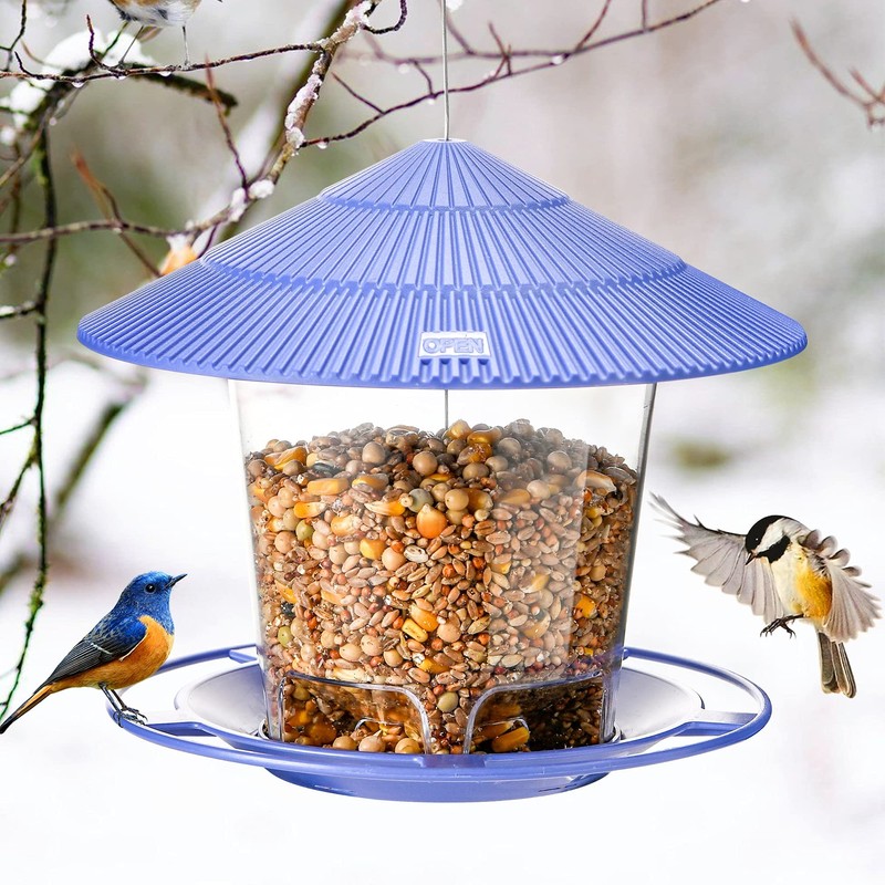 Hanizi Bird Feeder Outdoor Hanging for Wild Bird Seed, Purple