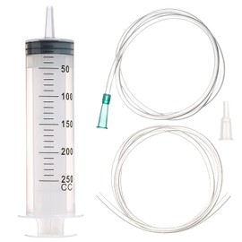 SHAOTONG 250ml Syringe with 2Pcs 40 Inch Tube and Tip Adapter, for Feeding Pets, Liquid Refilling, Drawing Oil Fluid