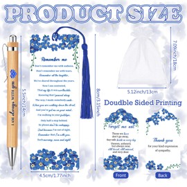 Sayglossy 200 Pcs Blue Flower Funeral Gifts Celebration of Life Gifts Set Memorial Decorations for Sympathy Include 50 Ballpoint Pens 50 Bookmark 50 Poem Cards and 50 Organza Bags