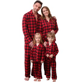 Amissz Family Outfit Christmas Pajamas, Sleepwear Nightwear Pajama T-Shirt + Pants Homewear Set for Red Man, M
