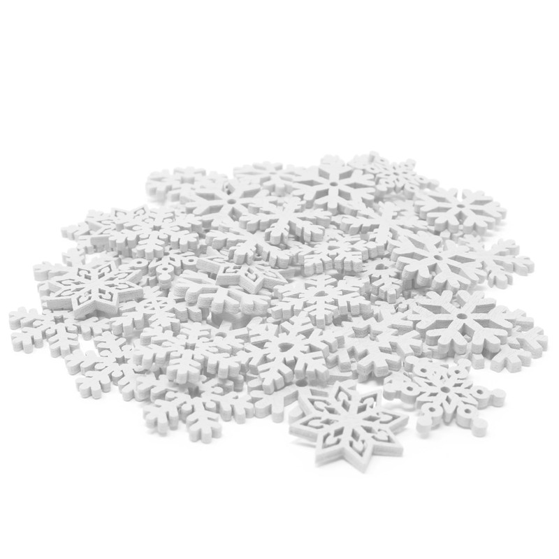 Special Touches 50 Mix White Wooden Christmas Snowflakes for Cardmaking
