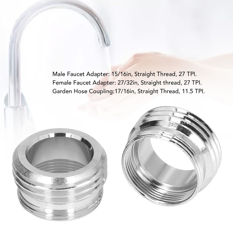 2 Sets Faucet Adapter Straight Thread 15/16in Male 27/32in Female
