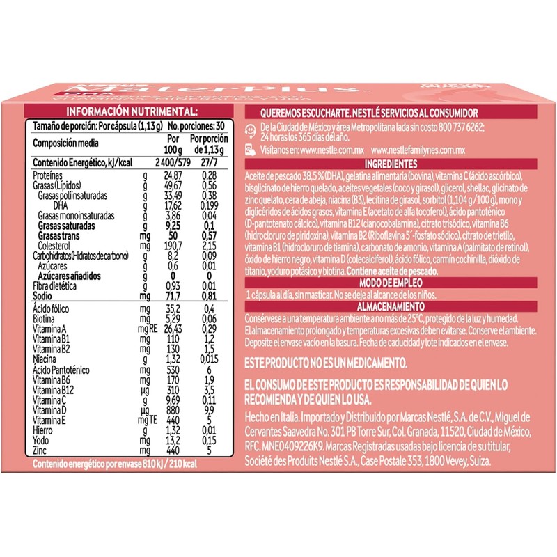 Nestle MaterPlus Prenatal Multivitamin with DHA, Folic Acid & Iron