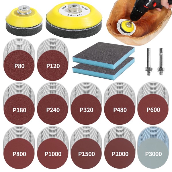 pomsare 120pcs 3inch Sanding Discs with 2 & 3inch Backer
